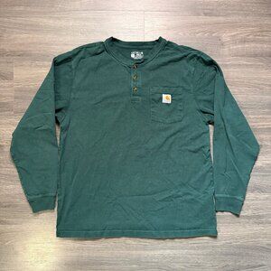 Carhartt Men's Heavyweight Long-Sleeve Pocket Henley Shirt - Green